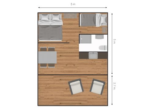 Canvas and wooden tent 4 persons - Woody 25 luxury safari tent