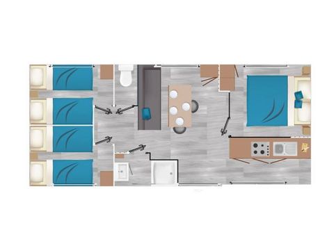 Bungalow 6 personen - Bungalow Premium 3 slaapkamers 6 pers