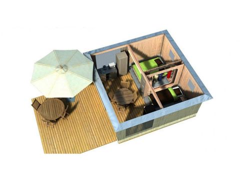 Glampingtent 4 personen - 2-slaapkamer bungalowtent - geen sanitair