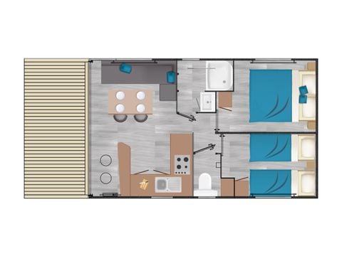 Bungalow 4 personen - Bungalow Premium 2 slaapkamers 4 pers