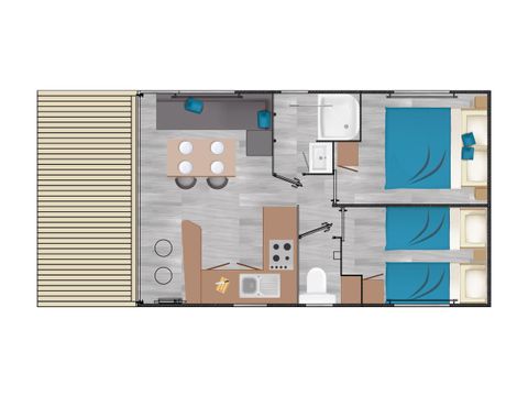 Bungalow 4 persons - Bungalow Premium 2 bedrooms 4 pers