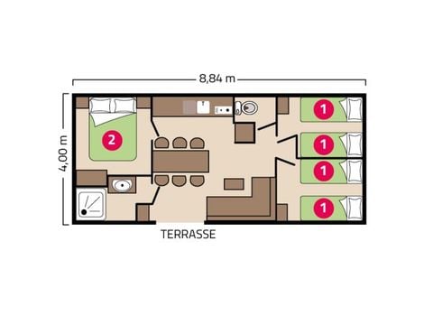 BUNGALOW 6 personnes - Famille Clim Éco 6 personnes