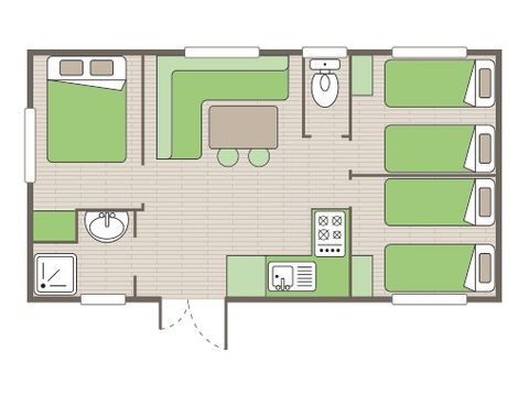 MOBILHOME 6 personas - Mobil-home | Classic XL | 3 Dormitorios | 6 Pers. | Terraza elevada