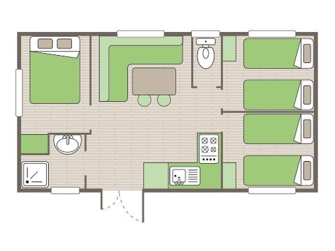 Mobilheim 6 Personen - Classic XL | 3 Zi. | 6 Pers. | Erhöhte Terrasse