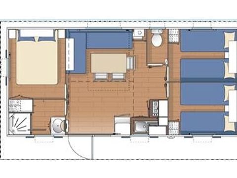 BUNGALOW 6 personnes - ECO Mobil home 3ch. MAGDALENA (+ de 10 ans) 29m² + Terrasse semi-couverte 6 pers