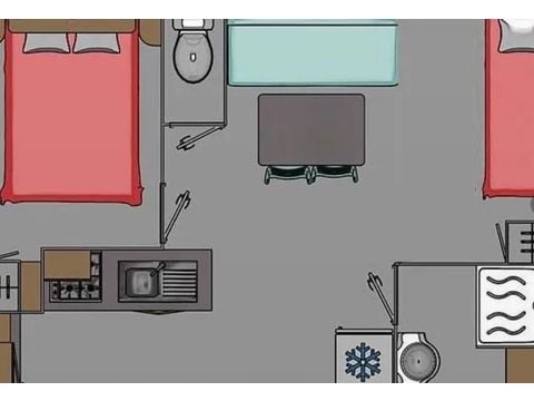 Mobilheim 3 personen - CONFORT Mobilheim 1 Schlafz. VANILLA (2016) 22m² + Halbüberdachte Terrasse 2/3 Pers.