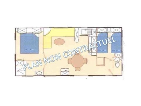 Stacaravan 4 personen - ECO Stacaravan 2 slaapkamers CELENIA (ouder dan 10 jaar) 25m² + Half overdekt terras 4 pers.