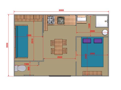 Stacaravan 3 personen - CONFORT GLORIA (2014) 24² + Half overdekt terras