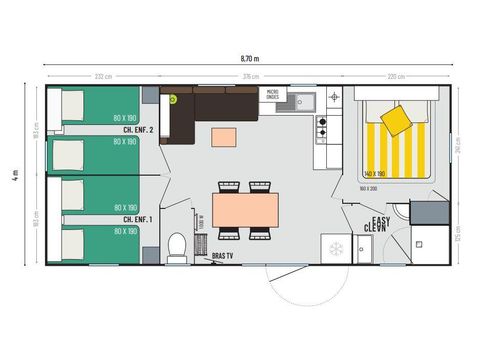 BUNGALOW 6 personnes - "Cordélia" 3 chambre