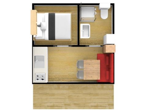 CHALET 2 personas - Chalet de 1 dormitorio con terraza cubierta