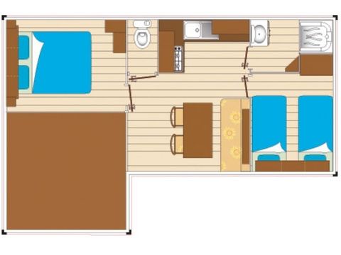 STACARAVAN 6 personen - 2 slaapkamers - TV