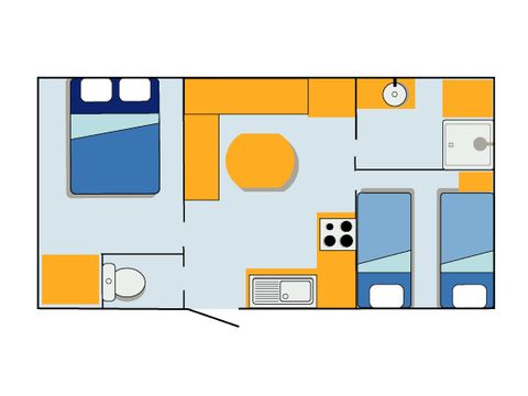 Mobilheim 4 personen - Mobilheim Confort 27m² - 2 Schlafzimmer + Überdachte Terrasse + TV 4 Pers.