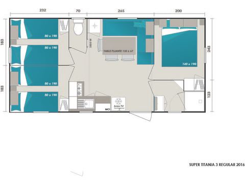 Stacaravan 6 personen - COMFORT - Stacaravan Magdalena 28 m² - 3 slaapkamers 6 pers