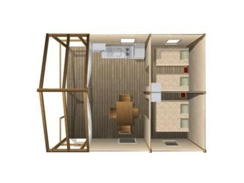 Tente en toile et en bois 4 personnes - ECOLODGE SAHARI 2 chambres (sans sanitaire) 1/4 pers