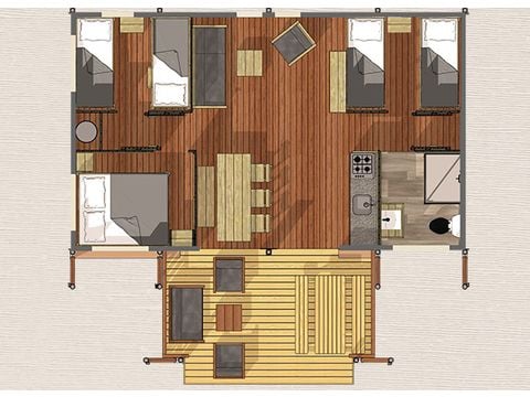 CANVAS AND WOOD TENT 7 people - Safari Lodge