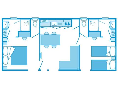 Mobilhome 4 personas - Comfort XL | 2 Dormitorios | 4 Pers. | Terraza elevada | 2 baños