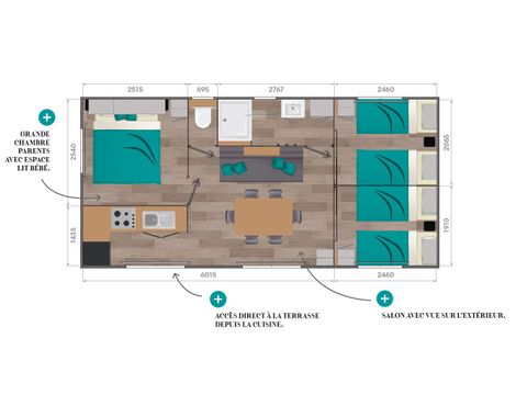 Mobile home 6 persons - Premium + 3bed 6p