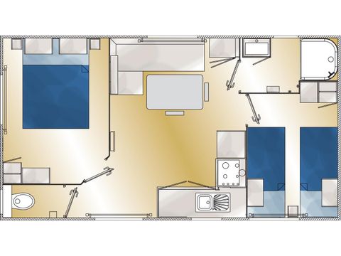 MOBILHEIM 4 Personen - Komfort 2 Zimmer - Terrasse