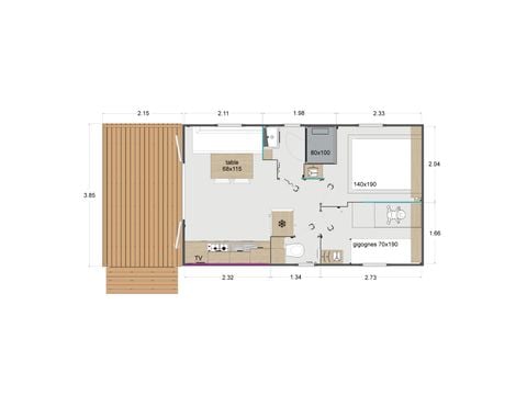 Mobilhome 4 personnes - PREMIUM 26m²