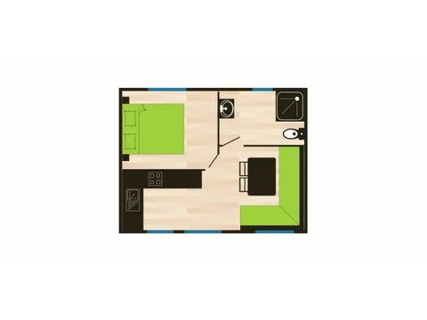 MOBILE HOME 2 people - Comfort + 2 Rooms 2 People