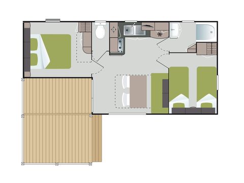 Mobile home 5 persons - Loggia Privilège 26 m² (2bed - 4/5 pers) + TV + LV