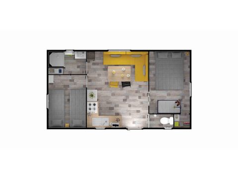 MOBILE HOME 4 people - Comfort mobile home 27.5m² (2 bedrooms) + 11m² semi-covered wooden terrace