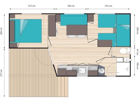 Stacaravan 6 personen - 2 slaapkamers