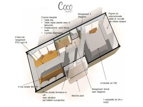 Canvas bungalow 4 persons - COCO SWEET without sanitary facilities