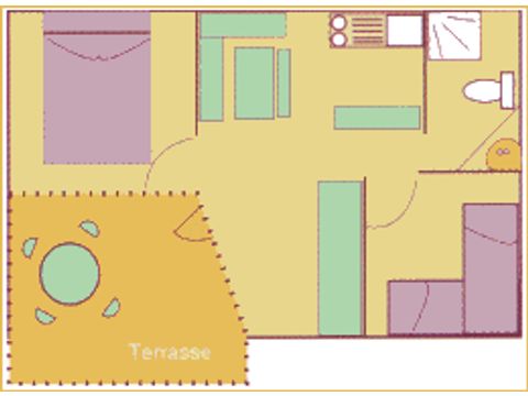 Bungalow 3 personen - AZUR (zonder lakens en handdoeken)