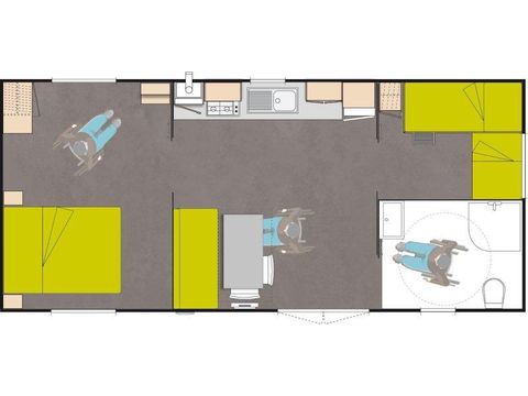 MOBILHOME 5 personnes - Cottage 33 m² Mobilté réduite 2 chambres TV/CLIM