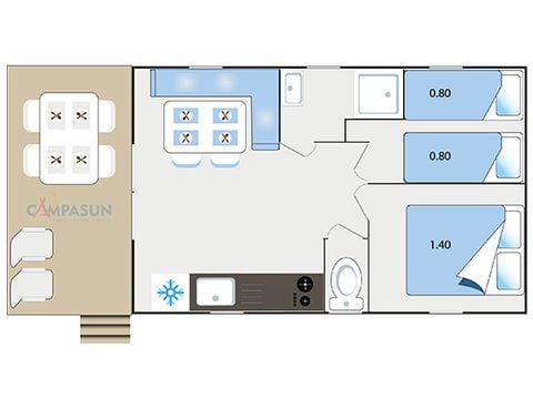 Mobile home 4 persons - Mediterranean - 24m² - 2 bedrooms