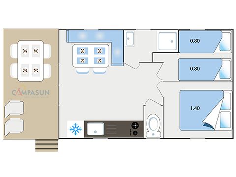 MOBILHOME 4 personas - Mediterráneo - 24m² - 2 habitaciones