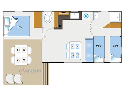 MOBILHEIM 4 Personen - Azur 4 - 26m² - 2 Schlafzimmer