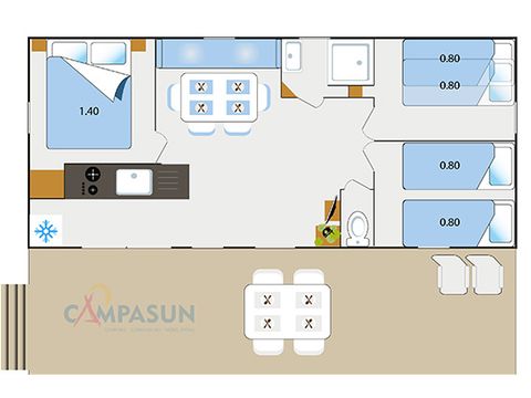 MOBILHOME 6 personas - Provenza - 32m² - 3 habitaciones