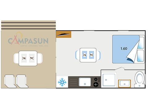 MOBILHEIM 2 Personen - Key westotel - 20m² - 1 Schlafzimmer