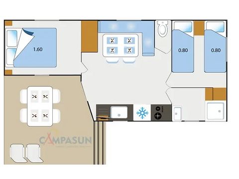 MOBILHOME 4 personas - Castellet - 28 m² - 2 habitaciones + plancha