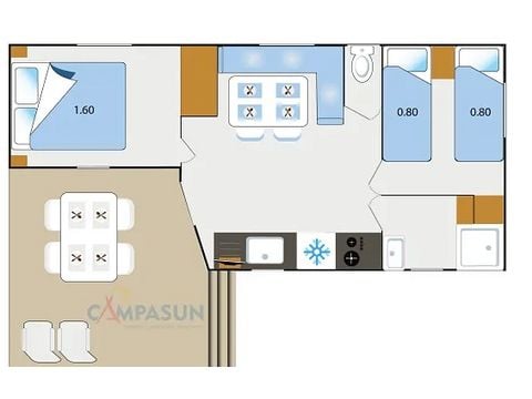 STACARAVAN 4 personen - Castellet - 28 m² - 2 slaapkamers + plancha