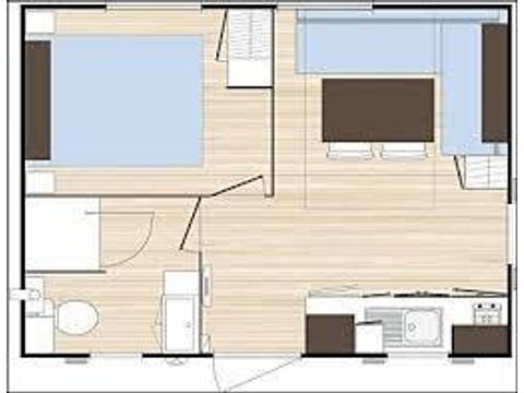 MOBILHEIM 3 Personen - Komfort 18m² 1 Zimmer + halbüberdachte Terrasse
