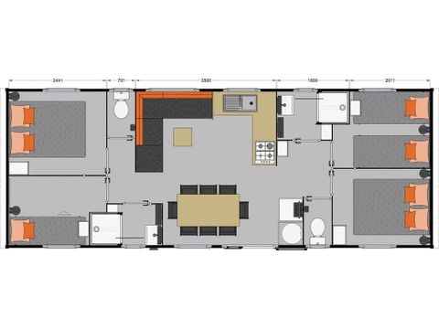 MOBILHOME 8 personnes - 4 CHAMBRES PREMIUM 2 SALLE D EAU
