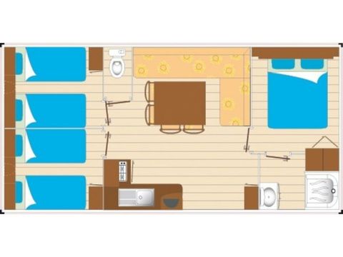 MOBILE HOME 6 people - 3 bedrooms - TV - CLIM