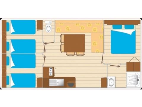 Stacaravan 8 personen - Loisir+ - 3 slaapkamers - 30m