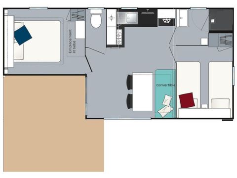 Casa mobile 7 persone - Evasion+ - 7 posti - Letto - 2 camere - 28m² - Bagno