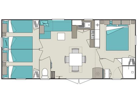 Mobilhome 8 personas - Confort+ - 8 personas - 3 habitaciones - 35m²