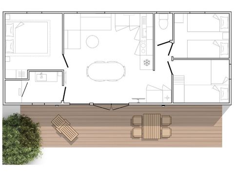Stacaravan 6 personen - Mahana voor - 3 kamers - 33m² - Franse Rivièra