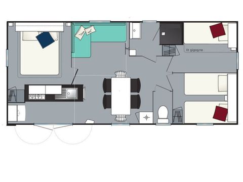 MOBILHOME 8 personnes - Mobil-home Loisir+ 8 personnes 3 chambres 34m²