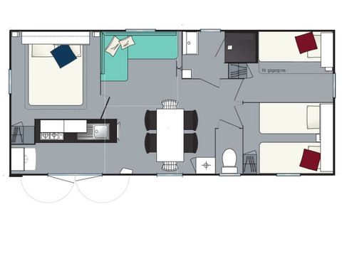 CASA MOBILE 8 persone - Casa mobile Loisir+ 8 persone 3 camere da letto 34m² - casa mobile per 8 persone