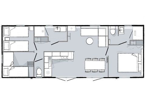 Stacaravan 6 personen - Premium - 3 slaapkamers - 2sdb