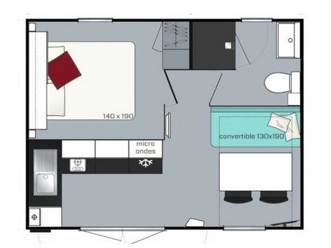 Stacaravan 4 personen - Cocoon+ 4 personen 1 kamer 18m² - stacaravan