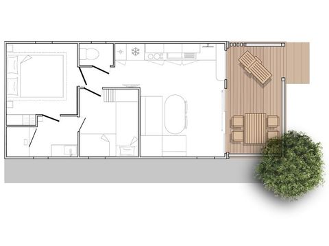 Stacaravan 4 personen - Mahana voor - 2 kamers - 28m²