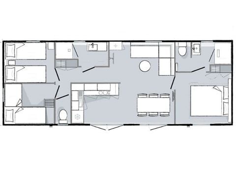 Mobilhome 6 personnes - Premium - 3 chambres - 2 salles de bain